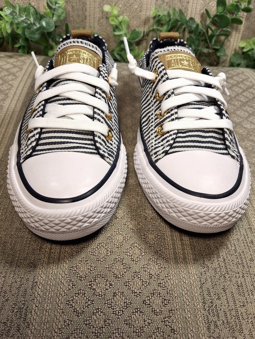 NWOT Converse Gold Shoreline Herringbone Slip On Sneakers - Picture 12 of 15